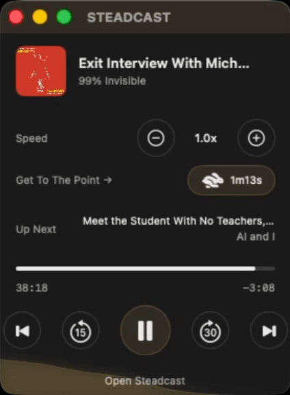 Steadcast mini player in action
